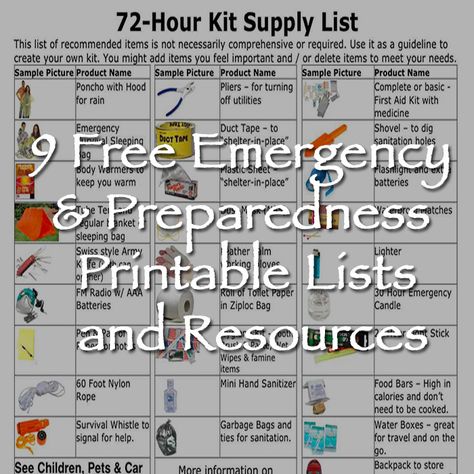 9 Free Emergency & Preparedness Printable Lists and Resources - Off Grid World Apocalypse Prep, Emergency Preparedness Checklist, Emergency Preparedness Food, Emergency Binder, Emergency Prepardness, 72 Hour Kits, Diy Mason Jar, Emergency Preparedness Kit, Family Emergency