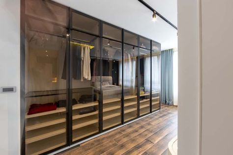 Glass Wardrobes are suitable for all sorts of properties, from private residences, to offices. or existing wardrobes can be retro-fitted with a glass door. Glass Shutter Wardrobe, Sliding Wardrobe Design Bedroom, Glass Wardrobe Design, Sliding Wardrobe Design, Wardrobe Sliding, Glass Wardrobe, Sliding Shutters, Wardrobe Designs, Wardrobe Design Bedroom