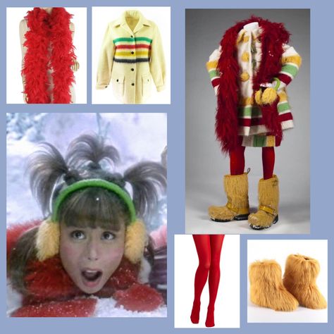 Junie Who from How the Grinch Stole Christmas (2000). #getthelook #grinch #grinchchristmas #whoville #juniewho #fashion #winterfashionoutfits #moviecharacter Grinch Whos Costume, Whooville Outfits Ideas Kids, The Grinch Movie Characters, The Grinch Characters Costumes, Whoville Christmas Outfits, How The Grinch Stole Christmas Aesthetic, Grinch Inspired Outfit Women, Who Costume Whoville, Whoville Cartoon