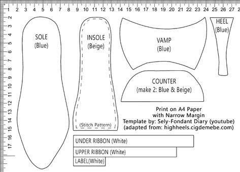 American Girl Stuff, Diy Heels, Princess Heels, American Girl Doll Shoes, Shoe Template, Doll Shoe Patterns, Paper Shoes, Teddy Bear Sewing Pattern, Sandals Patterns