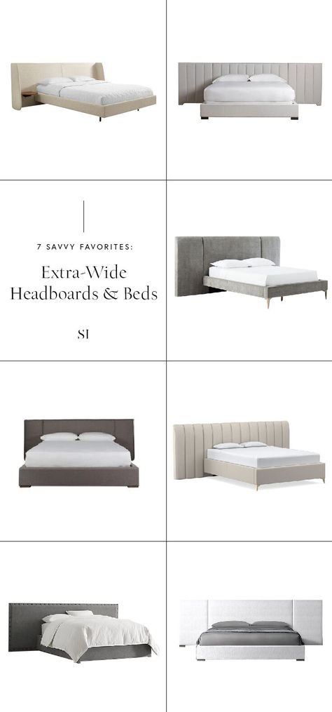 Savvy Favorites: Extended & Extra-Wide Headboards For A Modern Bedroom — The Savvy Heart Big Headboard, King Size Bed Designs, Headboard Inspiration, Large Headboard, How To Make Headboard, Bed Headboard Design, Luxe Bedroom, Modern Headboard, Headboard Decor