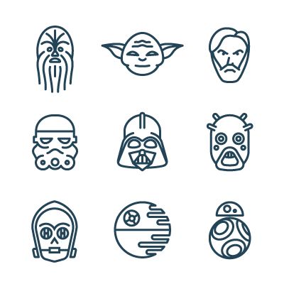 Geometry Symbols, Star Wars Drawings, Icon Sets, Geniale Tattoos, Star Wars Tattoo, Sharpie Art, Adult Colouring, Star Wars Party, Star Tattoos