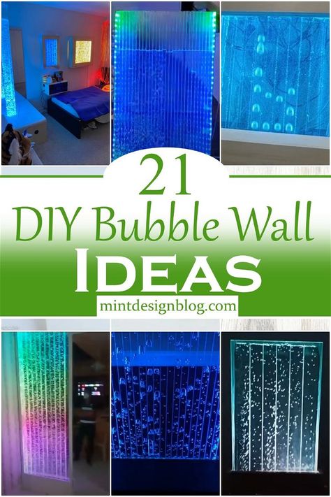 Bubble Themed Bathroom, Led Light Projects Diy Ideas, Waterfall Lights Bedroom, Diy Bubble Tube, Homemade Diy Crafts Room Decor, Water Wall Diy, Indoor Waterfall Wall, Diy Led Lighting Ideas, Led Light Projects