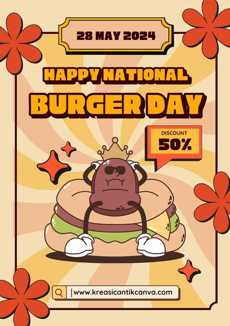 👉CLICK THE LINK TO EDIT!💻✨ 

Celebrate National Burger Day with our eye-catching Poster Design Template! Perfect for restaurants, cafes, and burger lovers, this template features vibrant colors and fun graphics. Easily customize with your own text and images using Canva's intuitive editing tools. Spread the joy of delicious burgers and attract customers with this stunning poster! #NationalBurgerDay #CanvaDesign #BurgerLovers #PosterTemplate

👣 Follow us too! 🌟 @kreasicantikcanva National Burger Day, Fun Graphics, Attract Customers, Delicious Burgers, Poster Designs, Editing Tools, Canva Design, How To Attract Customers, Professional Templates