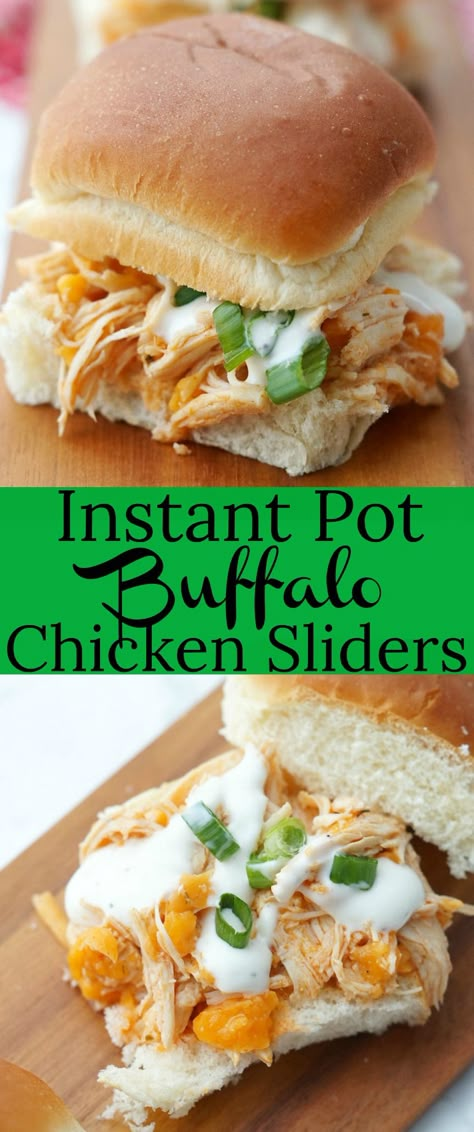 Instant Pot Buffalo Chicken Sliders Easy Chicken Sandwich, Buffalo Chicken Sliders Recipes, Sandwich Dinner, Instant Pot Buffalo Chicken, Sliders Recipes Chicken, Easy Sandwich, Buffalo Chicken Sliders, Easy Sandwich Recipes, Chicken Sliders