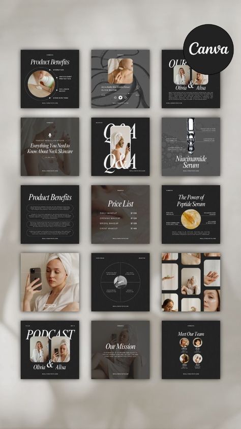 260 Skincare and Beauty Instagram Templates, Esthetician and Dermatologist Canva Designs, Medspa and Acne Social Media Posts - Etsy UK Medspa Social Media, Cute Instagram Story Ideas, Esthetician Templates, Med Spa Marketing, Esthetician Inspiration, Instagram Skincare, Gray Instagram, Spa Marketing, Beauty Branding