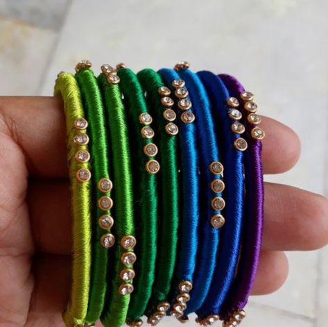 Thread Bangles Silk Handmade Bridal, Silk Thread Bangles Design Latest, Silk Thread Bangles Design Kundan, Thread Bangles Silk Handmade, Tread Bangles, Wedding Return Gifts, Gifts For Baby Shower, Magam Work, Silk Thread Bangles Design