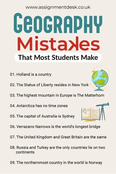 Mistakes to avoid in Geography Assignments Substitute Teacher Tips, Key Dates, Substitute Teacher, Learning Techniques, Again And Again, Teacher Hacks, Countries Of The World, To Study, Great Britain