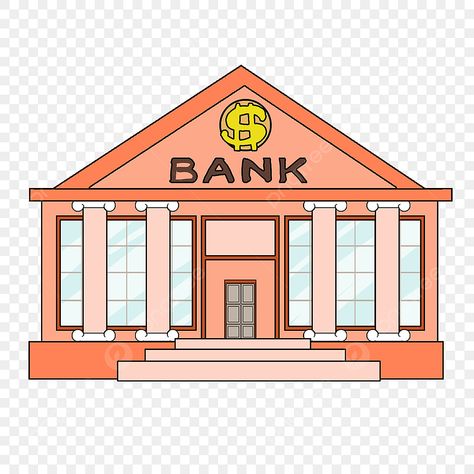 Bank Clipart, Orange Building, Blue Windows, Cartoon Building, Building Office, Banks Icon, B R Ambedkar, Bank Building, Business Place