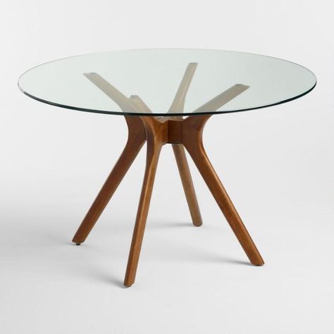 Round Wood and Glass Briana Table#ad Kitchen Table Round, Glass Kitchen Tables, Contemporary Dining Room Sets, Round Wood Table, Table Glass Top, Wood Dining Room Set, Dining Room Furniture Sets, Glass Round Dining Table, Furniture Sofa Set