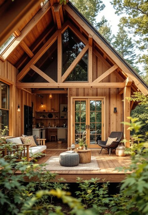 Small Barn House Barnhouse Homes, Cabin Weekend Ideas, Cabin Weekend Outfit, Mini Barndominium, Small Hunting Cabin, Barn Tiny House, Small Barn Home, Modern Timber Frame Homes, Pole Barn House