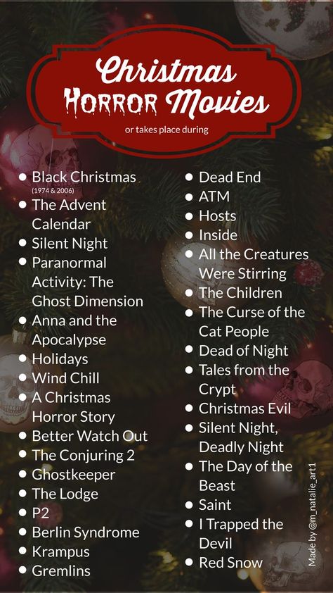 Scary Movie List, October Movies, Christmas Horror Movies, Terror Movies, Christmas Movies List, Best New Movies, Scary Christmas, Spooky Christmas, Christmas Horror