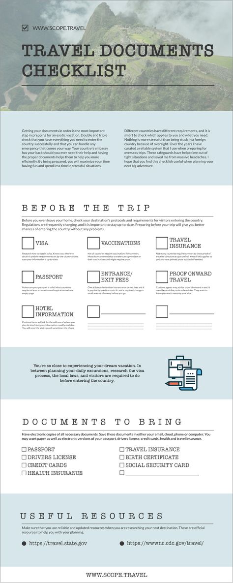 Travel Documents Checklist. Before you travel abroad check that you have all your documents. Travel Documents List, Travel Agent Contract, What To Research, Traveling Abroad Checklist, Travel Agent Planner, Reasons To Use A Travel Agent, Greece Packing, Travel Planning Spreadsheet, Greece Packing List