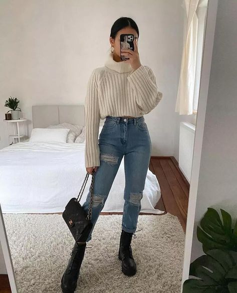 Outfits Con Botas Y Jeans, Money Dress, Winter Fashion Outfits Casual, Autumn Outfit, Basic Outfits, Winter Fashion Outfits, Denim Outfit, Fall Winter Outfits, Outfits Casuales