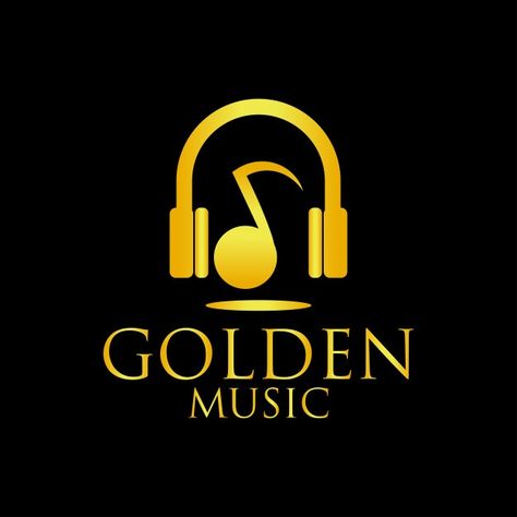 Golden music logo Premium Vector | Premium Vector #Freepik #vector #logo #gold #music #abstract Music Logo Design Symbols, Producer Logo Design, Music Producer Logo, Logo Musik, Golden Music, Musical Logo, Design Symbols, Trill Art, Music Logo Design