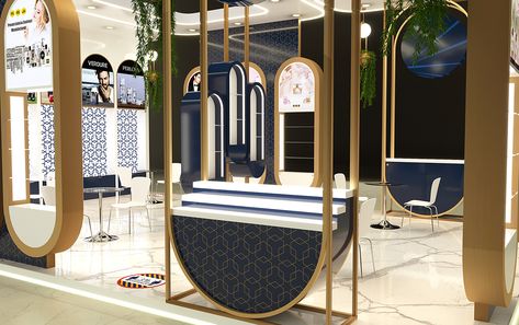 Jewelry Booth Design Exhibition, Luxury Display Design, Modern Exhibition Booth Design, Roadshow Design, Basic Animation, Booth Design Exhibition, Event Booth Design, Exhibition Stall Design, Stall Design