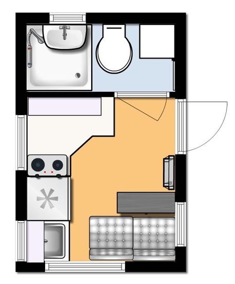 katelyn-hoisington-8x12-tiny-house-design-01 8x10 Tiny House Floor Plans, 10x12 Tiny House Floor Plans, 8x12 Tiny House, Inside Tiny Houses, Tiny House Camper, Narrow Lot House Plans, Tiny House Interior Design, Shed To Tiny House, Tiny House Layout