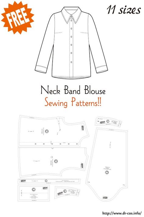 Shirt Patterns For Women, Mens Shirt Pattern, T Shirt Sewing Pattern, Kemeja Lelaki, Sewing Blouses, Fabric Sewing Patterns, Shirt Sewing Pattern, Free Sewing Patterns, Blouse Pattern Sewing