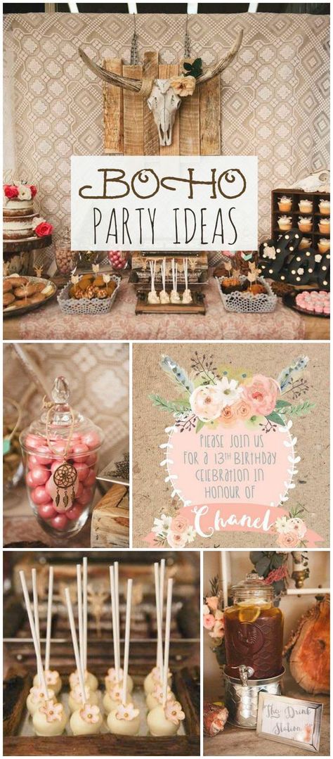 This party has a rustic, boho chic style! See more party ideas at CatchMyParty.com!: Creative Birthday Party Ideas, Boho Chic Party, Bohemian Weddings, Boho Birthday Party, Fest Temaer, Boho Chique, Chic Baby Shower, Trendy Baby Shower Ideas, Themed Weddings