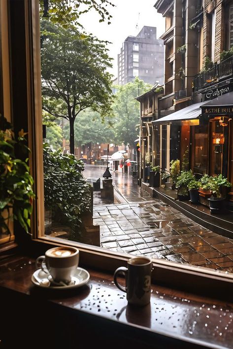 Coffee ☕ &  Rain 🌧 | 🌳🤎✨🍃☕ | Facebook Coffee In The Rain, Autumn Rain, Facebook Posts, In The Rain, Coffee Time, Rainy Days, Rainy Day, The Rain, Coffee Shop