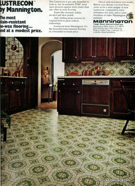 1970 kitchen floors magazine ads | variety of vinyl kitchen floors from the 1970s Vinyl Kitchen Floor, 1970 Kitchen, Historic Tile, 70s Kitchen, 1970s Kitchen, Vintage Vinyl Flooring, Vinyl Flooring Kitchen, Kitchen Floors, Kitchen Retro