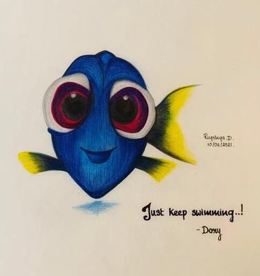 Just Keep Swimming Drawing, Just Keep Swimming Dory, Swimming Drawing, Disney Character Drawings, Just Keep Swimming, Scene Drawing, Fantasy Drawings, Keep Swimming, Roses Drawing