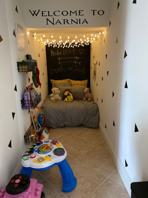 Under the stairs closet turned magical olay nook Understairs Kids Space, Understairs Kids Space Play Areas, Under Stairs Ideas For Kids, Under Stairs Nook Kids, Closet Reading Nook Kids, Under The Stairs Kids Space, Sensory Nook, Under The Stairs Closet Ideas, Under The Stairs Closet