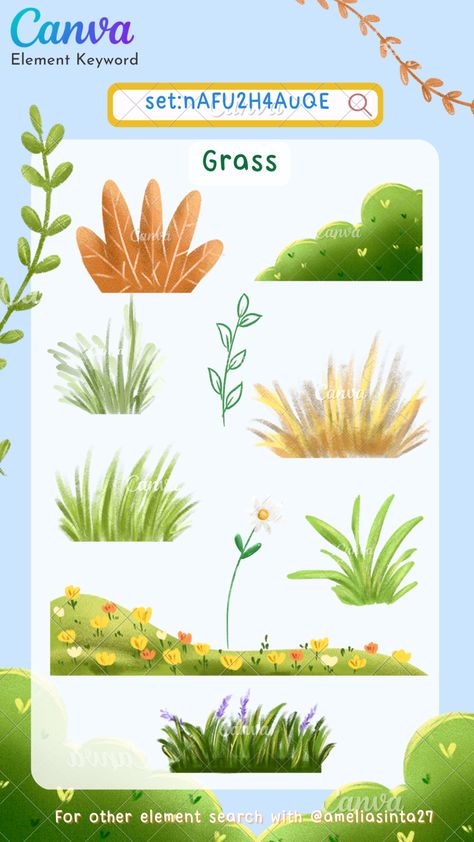 Canva Nature Elements, Canva Background Design, Canva Elements Background, Canva Background Keyword, Bush Illustration, Canva Background, Flat Tree, Grass Illustration, Background Canva