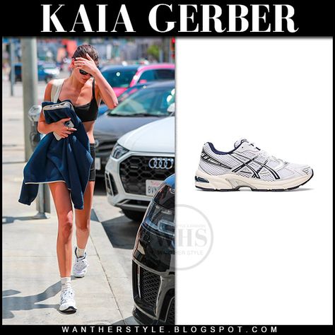 Kaia Gerber Sneakers, Gel 1130 Outfit, Asics Gel 1130 Outfit, Asics Gel 1130, Kaia Gerber Style, Asics Sneakers, Kaia Gerber, August 25, Black Sports Bra