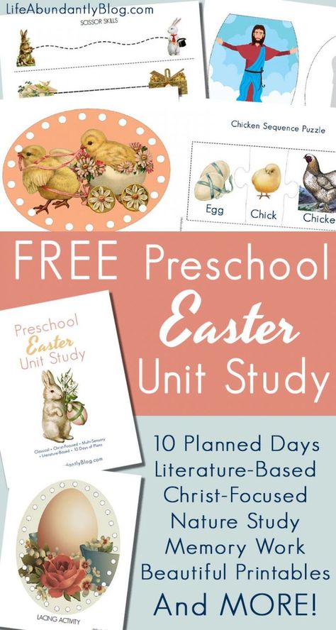 Easter Unit Study for Preschoolers {FREE for a limited time!} #Easter #printable Easter Unit Study, Easter Curriculum, Easter Homeschool, Preschool Easter, Free Homeschool Resources, Preschool Units, Abc Flashcards, Homeschool Freebies, Easter Preschool