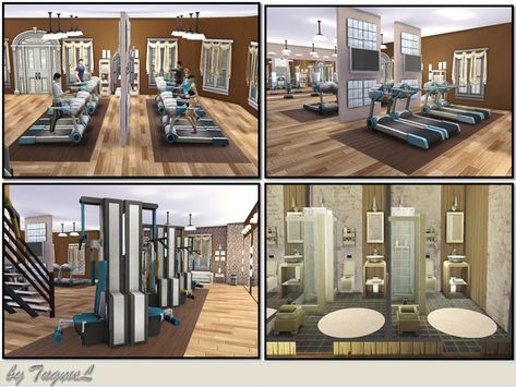 Willow Creek Gym Sims 4, Sims 4 Gym Layout, Sims 4 Home Gym Ideas, Sims 4 Community Center, Sims 4 Gym Build, Gym Sims 4, Sims 4 Gym, Gym Room Ideas, Sims 4 Ps4