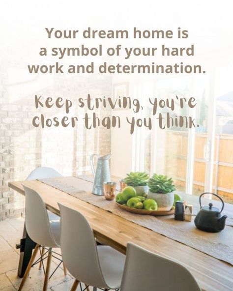 Your dream home is a symbol of hard work and determination! 🌟🏡 Every step you take towards homeownership is a testament to your perseverance and commitment to building a future that reflects your values and aspirations. It’s easy to feel overwhelmed by the challenges along the way, but remember: every effort you put in brings you one step closer to that dream. Whether it’s saving for a down payment, researching neighborhoods, or navigating the buying process, each action is a building block t... Dream Home Quotes, Real Estate Marketing Social Media Posts, Quotes For Real Estate, Realtor Content, Quotes For Home, Real Estate Fun, Real Estate Training, Real Estate Memes, Realtor Social Media