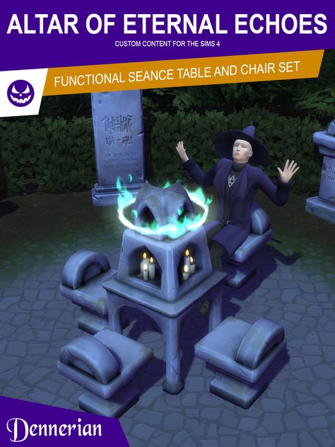 Sims 4 CC - Altar of Eternal Echoes Seance Table — DennerianCC Sims 4 Occult Challenge, Halo Sims 4 Cc, Sims 4 Haunted Cc, Sims 4 Cc Dungeon, Ts4 Spellcaster Cc, Magic Cc Sims 4, Sims 4 Crystal Creations Cc, Sims 4 Satanic Cc, Sims 4 Religious Cc