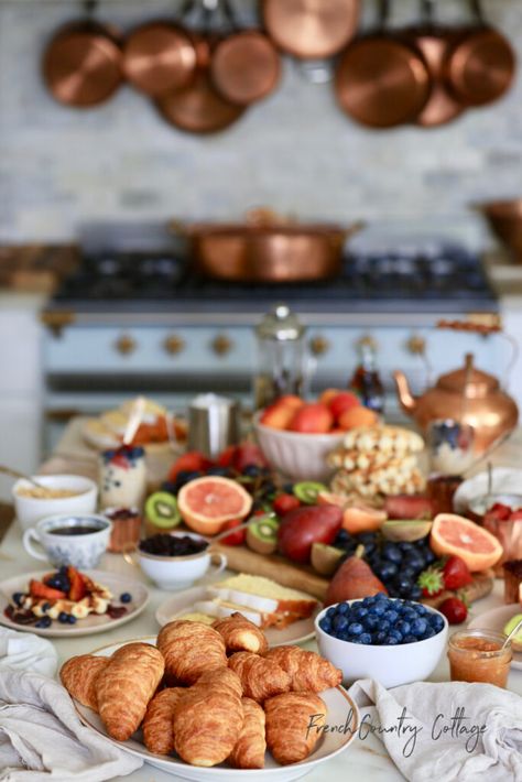 How to Create a Grazing Breakfast Board - French Country Cottage Breakfast Platter Ideas Simple, Continental Breakfast Board, French Country Birthday Party, Continental Breakfast Platter, French Style Breakfast, Breakfast Boards Brunch, French Breakfast Ideas, Breakfast Grazing Board, Breakfast Board Ideas