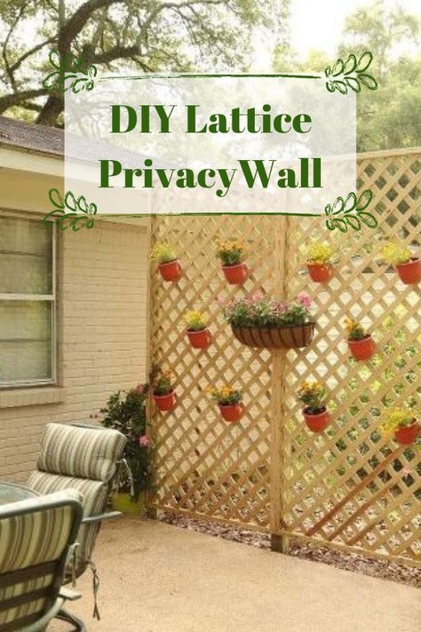 Nosy neighbors got you down? Add a little bit of privacy to your backyard patio with simple lattice panels and small, potted plants. diy | diy backyard privacy | backyard | diy backyard | lattice | lattice wall | privacy | from neighbors Small Patio Privacy, Small Patio Privacy Ideas, Lattice Privacy Wall, Patio Privacy Ideas, Diy Lattice, Backyard Sandbox, Lattice Panels, Easy Backyard Diy, Privacy Ideas