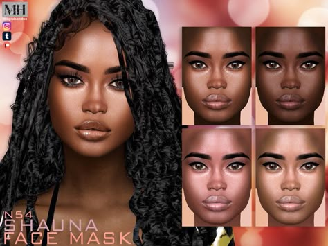 Sims 4 Cc Makeup Dark Skin, Highlight Sims 4 Cc, Black Sims 4 Cc Skin Overlay, Sims 4 Cc Face Mask, Sims 4 Cc Skin Overlays Realistic, Ts4 Skin, Facial Mole, Black Sims, Skin Overlay