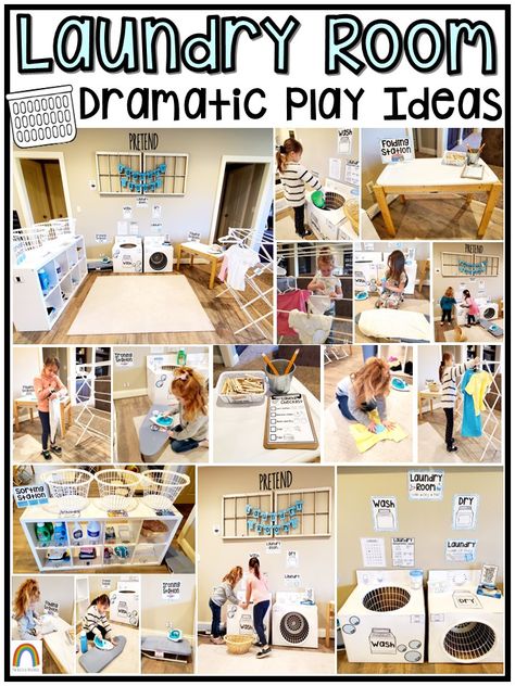 Clothing Dramatic Play Preschool, Dramatic Play Laundromat, Laundry Mat Dramatic Play, Clothes Dramatic Play, Laundry Dramatic Play, Ice Cream Shop Dramatic Play, Flower Shop Dramatic Play, Dramatic Play Ideas, Clothing Study