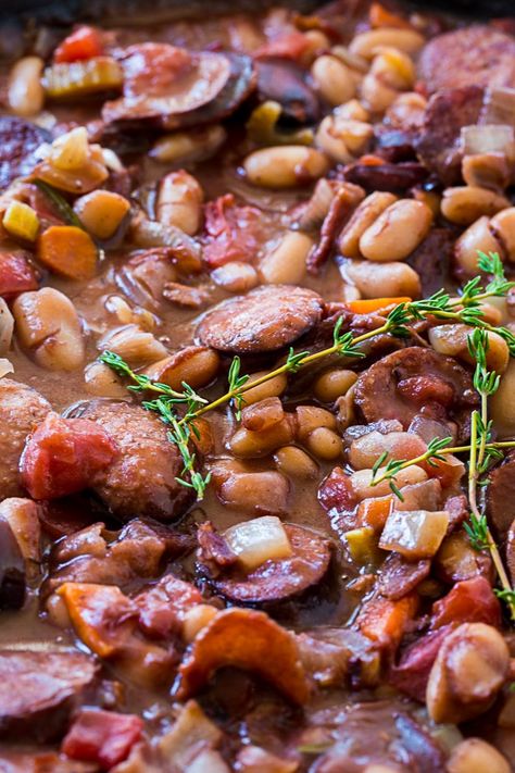 Cassoulet Recipe Easy, French Cassoulet Recipe, Chicken Cassoulet, French Cassoulet, Heirloom Beans, Sausage Cassoulet, Cassoulet Recipe, Spicy Southern Kitchen, Southern Kitchen