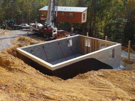 Zook Cabins, Cabin Foundation, Small Prefab Cabins, Concrete Cabin, Building A Basement, Tennessee House, How To Build A Log Cabin, Dream Cabin, Building A Cabin