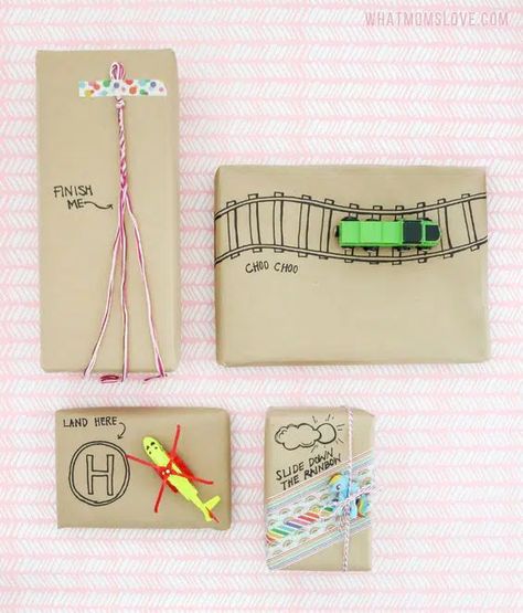 Creative Gift Wrapping Birthday, Kids Gift Wrapping Ideas, Baby Gift Wrapping Ideas, Gift Wrapping Ideas For Kids, Wrapping Ideas For Kids, Creative Wrapping Ideas, Birthday Wrapping Ideas, Diy Gift Wrapping Ideas, Kids Wrap