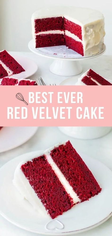 Easy Red Velvet Cake Recipe, Easy Layer Cake Recipes, Red Velvet Chocolate Cake, Easy Red Velvet Cake, Red Velvet Birthday Cake, Cake Easy Recipe, Easy Layer Cake, Best Red Velvet Cake, Easy Red Velvet