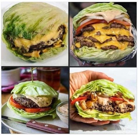 Easy Diabetic Recipes | Mannnn … how yall feel about lettuce wrap burgers 😳 | Facebook Lettuce Burgers, Lettuce Wrapped Burger, Carb Free Recipes, Juicy Hamburgers, Sugar Free Ketchup, Sandwich Wraps, Lettuce Wrap, Carb Free, Lettuce Wraps