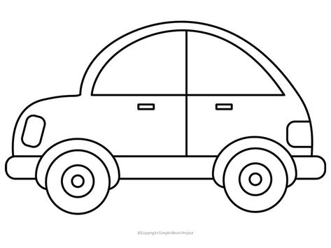 Free Printable Car Template - Simple Mom Project Preschool Family Theme, Simple Car Drawing, Car Learning, Painting Sheets, Transportation Crafts, Paper Car, Car Craft, Cool Car Drawings, Cars Coloring Pages