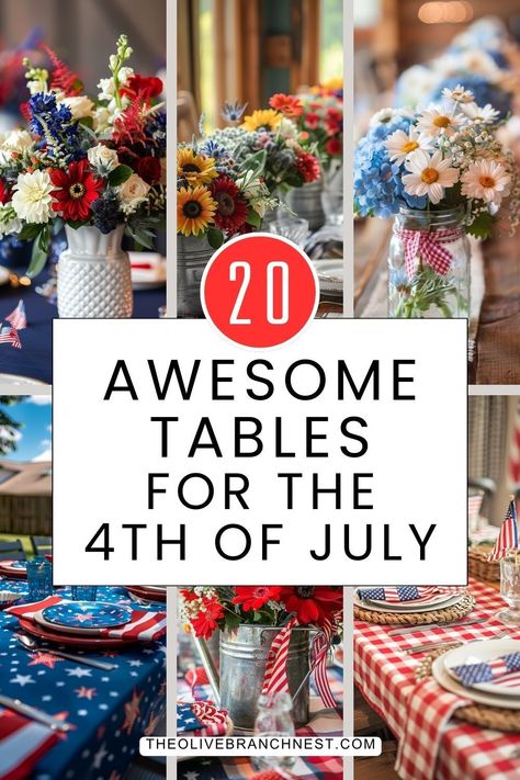 Make your Independence Day BBQ unforgettable with a patriotic 4th of July table setting. These tablescapes are designed to bring together family and friends in celebration of freedom, featuring bold reds, whites, and blues for a truly festive gathering. Forth Of July Tablescapes, Elegant Patriotic Table Decorations, 4th July Tablescapes, Fourth Of July Table Settings, July 4 Table Decorations, July 4 Tablescapes, Fourth Of July Bbq Decorations, Fourth Of July Table Centerpieces, Red White And Blue Tablescapes