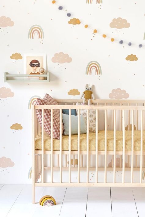 Rainbow Nursery Theme, Nursery Bedroom Ideas, Contemporary Palette, Nursery Decor Inspiration, Baby Nursery Inspiration, Nursery Rainbow, Nursery Room Design, Girl Nursery Room, Rainbow Room