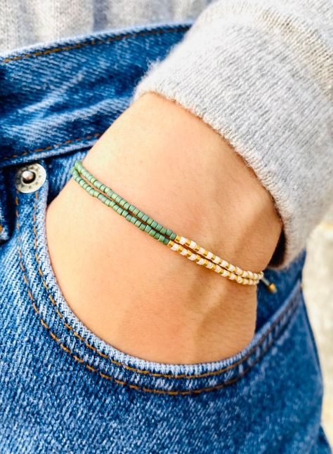 Tiny Bead Bracelet, Bracelet Miyuki, Miyuki Bracelet, Bead Loom Bracelets, Jewelry Dainty, Adjustable Jewelry, Bracelet Diy, Stackable Bracelets, Miyuki Beads