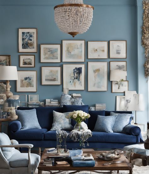 What Color Sofa Goes With Light Blue Walls? – DreamyHomeStyle Blue Wall Living Room Decor, Blue Wall Living Room, Blue Wall Decor Living Room, Blue Paint Swatches, Color Couch, Living Room Decor Eclectic, Blue Walls Living Room, Color Sofa, Light Blue Walls