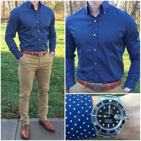 Blue and Tan Two of my favorites come together in today's outfit❗️ @jachsny makes the most incredibly comfortable and awesome fitting chinos❗️ And, the guys at @batchmens continue to make some of the most amazing shirts❗️ Do you like today's outfit❓ Shoes: @allenedmonds Watch: @crownandcaliber Belt: @missionbeltco Shirt: @batchmens Pants: @jachsny Chris Mehan, Wedding Shoes Blue, Jachs Ny, Men Attire, Herren Style, Shoes Comfy, Blue Night, Shirts Ideas, Comfy Clothes