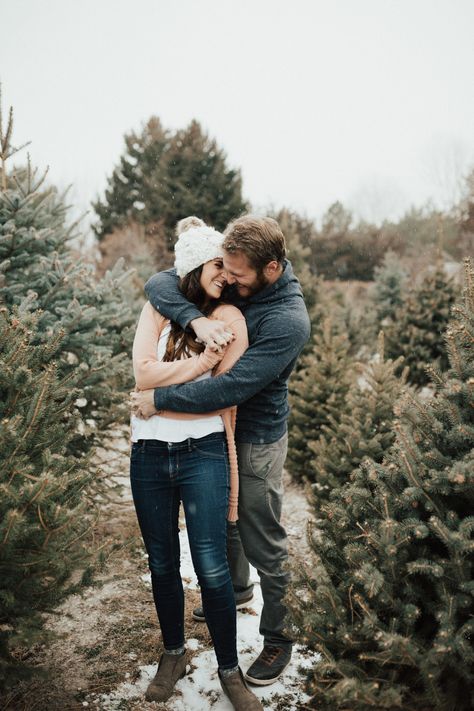 Christmas Tree Photoshoot, Christmas Tree Farm Pictures, Tree Farm Pictures, Tree Farm Photo Shoot, Christmas Tree Farm Photo Shoot, Winter Couple Pictures, Tree Farm Mini Session, Christmas Tree Farm Photos, Snowy Pictures