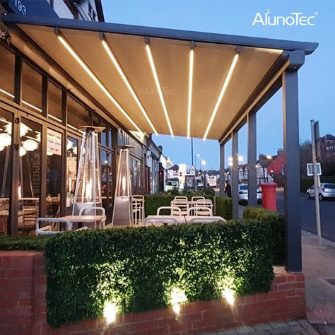 Awning Roof, Pergola Retractable, Aluminum Awnings, Retractable Shade, Retractable Pergola, Patio Pergola, Retractable Roof, Pergola Lighting, Retractable Canopy